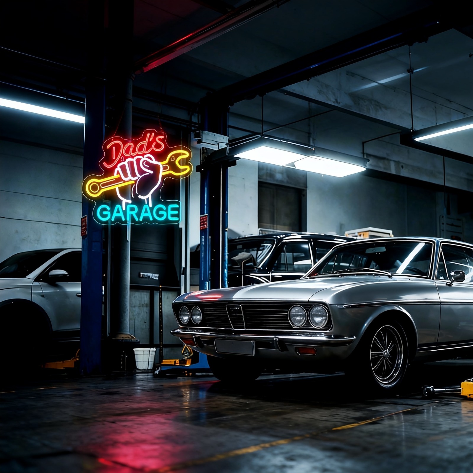 Неоновая вывеска «Гараж папы»: – обзор и цена Auto Repair Shop Open